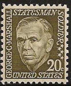 US 1289 George C Marshall 20c single (1 stamp) MNH 1967