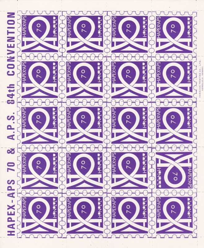 Hapex - APS 70, 84th Convention  Sheet of 20 labels