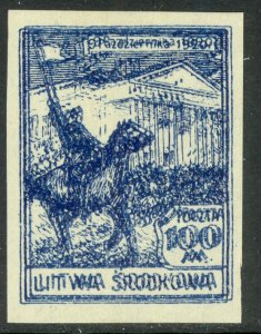 CENTRAL LITHUANIA 1921-22 100m GEN ZELIGOWSKI DBL IMPRESSION Omitted Sc 57 MNGAP