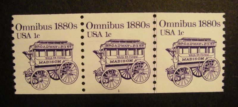 Scott 1897, 1 cent Omnibus, PNC3 #1, MNH Transporation Beauty