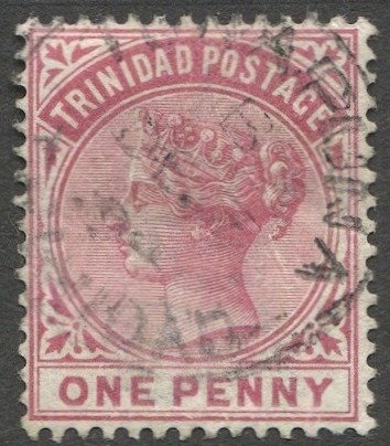 TRINIDAD 1883 Sc 69 F-VF Used 1d QV, TUNAPUNA Postmark / Cancel