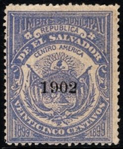 1902 El Salvador Revenue 25 Centavos Timbre Municipal (Stamp Duty) MNH