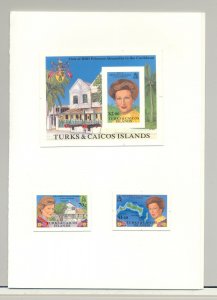 Turks & Caicos #766-768 Princess Alexandra 2v & S/S Chromalin Proofs in Folder