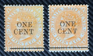 MALAYA Straits Settlements QV ONE CENT opt 8c varieties SG#91 MH M4274