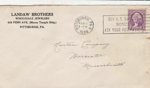 U.S. LANDAW BROTHERS, Pitts 1936 Wholesale Jewelers Slogan Stamp Cover Ref 47395