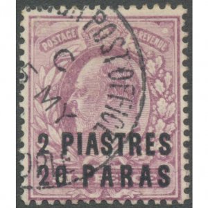 British Levant 1909 2pi 20pa on 6d dull purple SG20 used