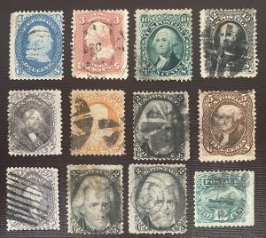 US Stamps- SC# 63,65,68,69,71,73,76,78B,87,93 & 117 - Used  - SCV =   $1,900.00