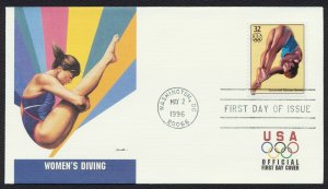 #3068d 32c Women's Diving, Fleetwood FDC **ANY 5=FREE SHIPPING**