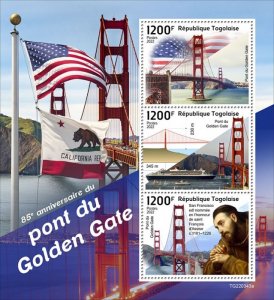 TOGO - 2022 - Golden Gate Bridge - Perf 3v Sheet - Mint Never Hinged