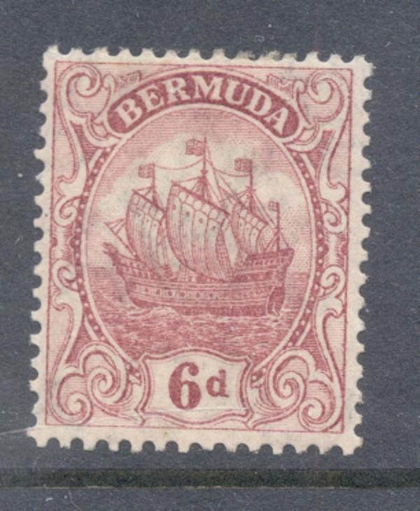 Bermuda Sc 47 1912 6d claret ship stamp mint