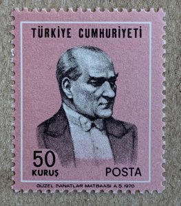 Turkey 1970 Ataturk 50k pink & black, MNH. Scott 1836, CV $0.70