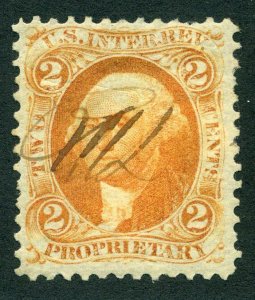 Scott R14c -1862-71 - 2c Proprietary - orange - ms. cancel F/VF 