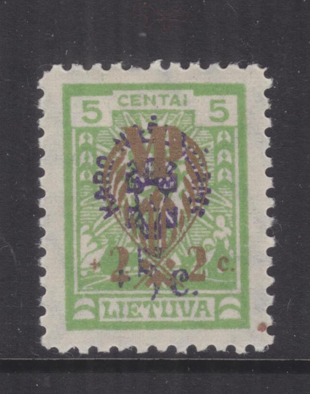 LITHUANIA, 1926 War Orphan's Fund, 2c.+2c. on 5c.+5c., lhm.