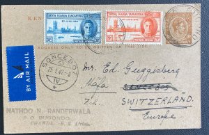 1947 Bugondo Uganda British KUT Airmail Postcard Cover To Soncebo Switzerland