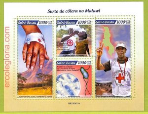 B0448 - GUINE-BISSAU - MISPERF ERROR Stamp Sheet - 2022 - Disease, Red Cross-