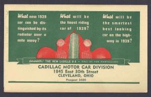 1938 CADILLAC MOTOR CAR DIVISION, NEW CARS, GREEN & RED, CLEVELAND OH