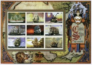 Classic Ships of World Stamps Grenada 1996 MNH Gorch Fock Star of India 9v M/S