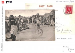 SIERRA LEONE KEVII Postcard LOKOJA MARKET* Scarce Card Freetown 1908 TT179