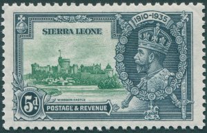 Sierra Leone 1935 5d green & indigo Jubilee SG183 unused