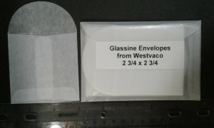 25 Square Glassine Envelopes - 2 3/4 x 2 3/4