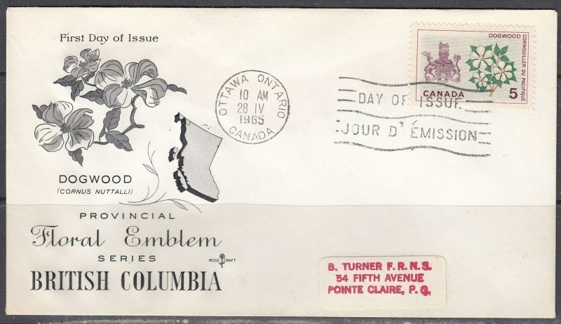 Canada Scott 423 Rose Craft FDC - British Columbia