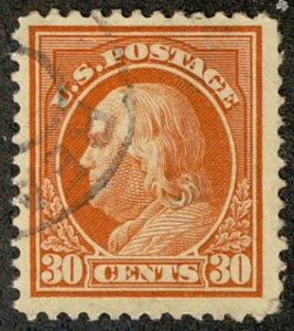 US #420 $110.00 XF-SUPERB, used wonderful stamp, large margins, CHOICE GEM! 