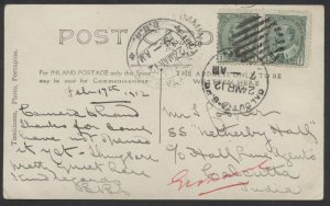 1912 Hollinger Mine RPPC Timmins ONT to Calcutta India with Receiver