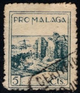 1937 Spain Pro Malaga 5 Centimes Charity Stamp Spanish Civil War Used