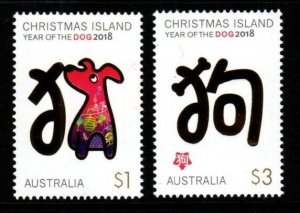 CHRISTMAS ISLAND SG872/3 2018 CHINESE NEW YEAR OF THE DOG ($1 & $3) MNH