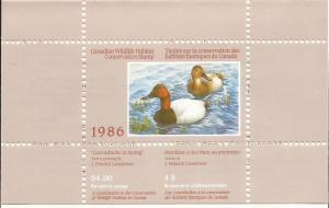 1986 Canada Duck Stamp -Sc FWH2 - MNH VF - Complete booklet - Canvasbacks