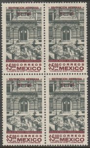 MEXICO 918, $5P 50th Anniv Mexican Revolution. MINT, NH BLK OF 4. F-VF. (492)