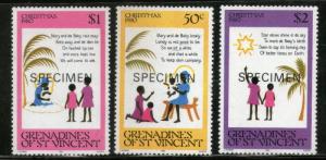 St. Vincent Grenadines 1980 Christmas Scenes Verse Sc 195 SPECIMEN 3v MNH # 117