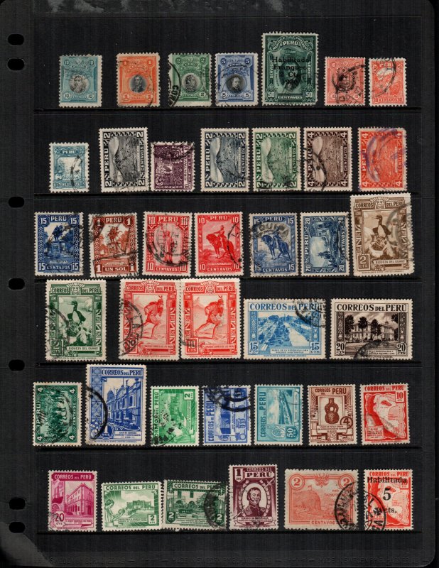 Peru  40 diff Used and mint  hinged