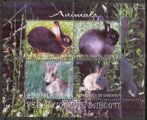 Djibouti 2012 Animals Rabbits (3) MNH Cinderella !