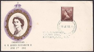 TOKELAU IS 1953 Coronation FDC NUKUNONO cds................................A1297