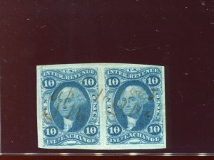 Scott R36a Inland Exchange Imperf Revenue Pair of 2 Stamps w/PF Cert (R36-PF1)