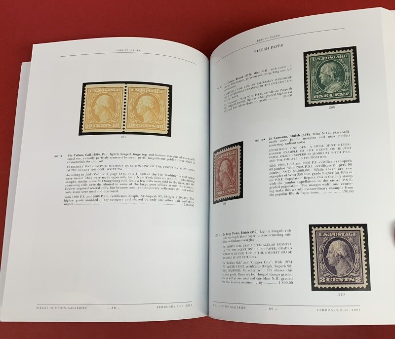 Superb U.S. Stamps, Robert A. Siegel, Sale #1231, Feb. 9-10, 2021, Catalog 