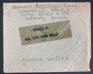 1946 Salzburg Austria War Criminal Prison Camp Marcus Cover Preisinger To Linz N