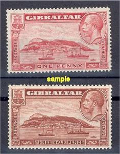 GIBRALTAR, 1931, 1 and 1-1/2 PENNY - 2 STAMPS VF MNH!