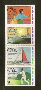 Turks & Caicos Islands 555-558 1983 Commonwealth Day Strip of 4 MNH