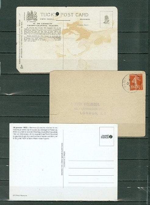 FRANCE AVIATION  HISTORIC (3) PO CARDS..SOME FAULTS