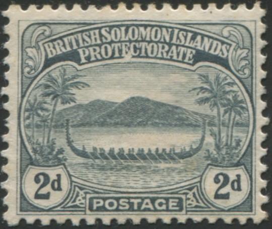 Solomon Islands 1908 SG10 2d greyish slate Canoe MLH