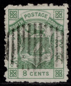 NORTH BORNEO QV SG12, 8c green, USED. Cat £50.