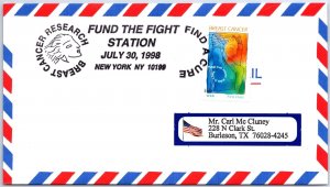 US SPECIAL EVENT COVER POSTMARK FIND A CURE FOR CANCER AT NEW YORK N.Y. 1998