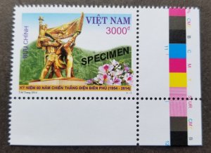 Vietnam 60th Anniv of Dien Bien Phu Victory 2014 (stamp color MNH *Specimen