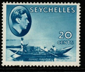 SEYCHELLES SG140 1938 20c BLUE MTD MINT