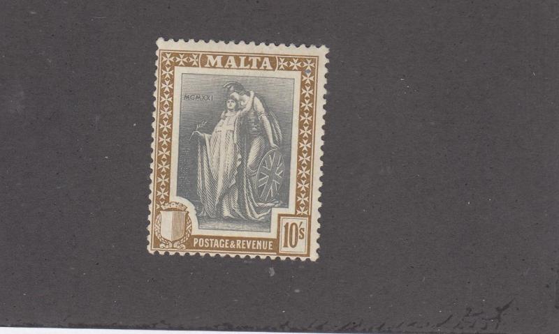 MALTA # 113 VF-MLH 10sh BRITANNIA