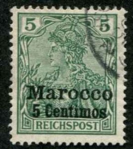 German Offices Morocco SC# 8 o/p'd  5 Centines on Germany light cancel