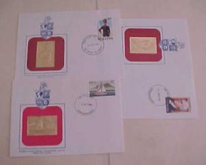 ST. KITTS  FDC GOLD FOIL 1987 & NEVIS 1980,1987 CACHET UNADDRESSED