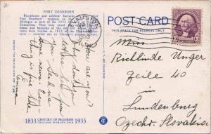 United States Illinois Evanston 1933 machine  3c Washington PPC to Czechoslov...